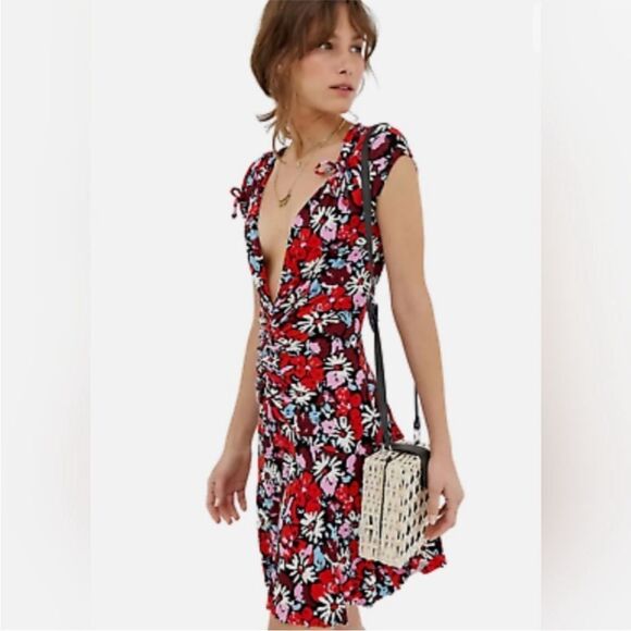 NWT Free People Key To Your Heart Floral Mini Dress. Size Large - Picture 2 of 15